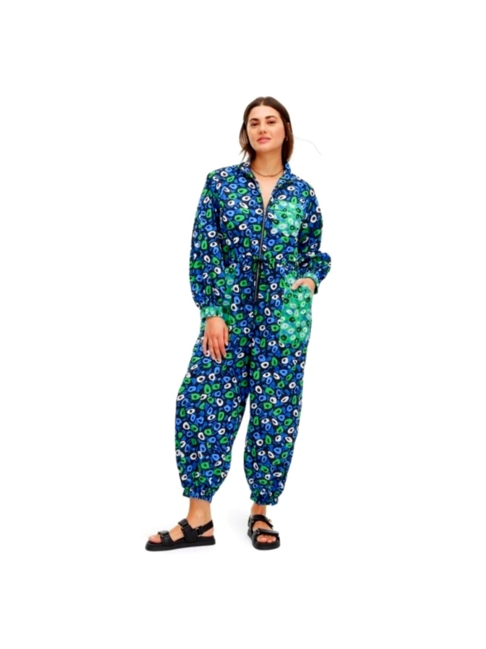 DVF Diane von Furstenberg X Target Women's Nylon Jazz Dot Green Sports Jumpsuit